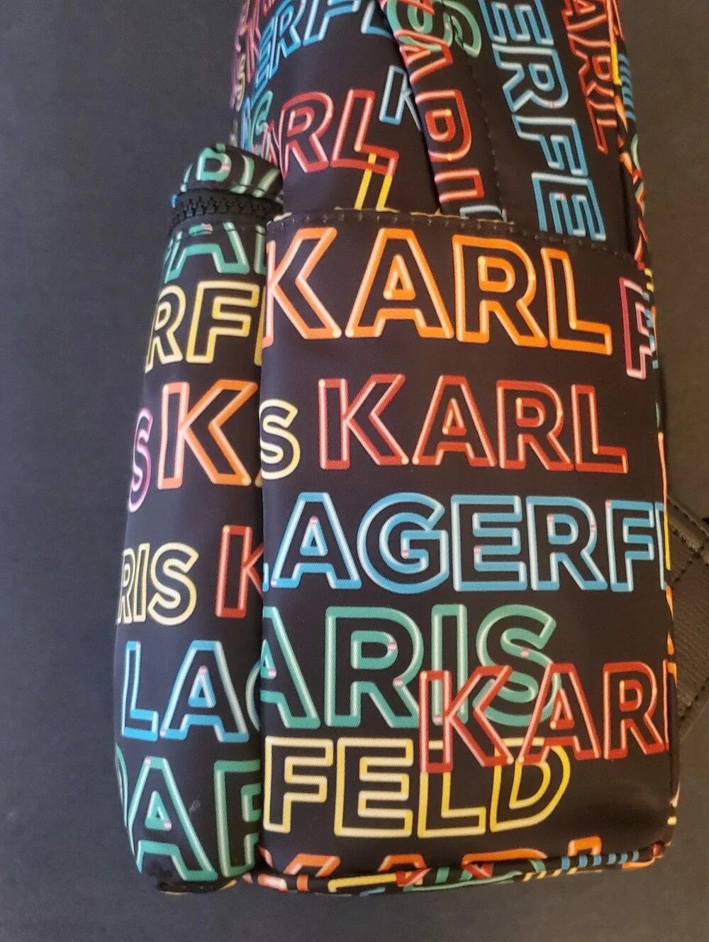 Karl Lagerfeld Black Multi-Color Logo Backpack